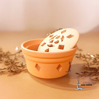 Bếp xông thảo dược gốm đất nung tự nhiên (terracotta) D15cm x H7cm - gốm sứ sân vườn Bình Dương chất lượng cao