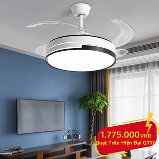Quạt trần đèn cánh cụp cánh xòe, quạt dấu cánh phòng khách- đèn led 3 chế độ