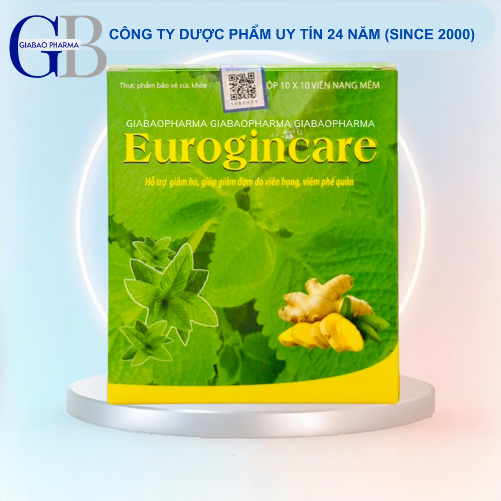 Eurogincare hỗ trợ giảm ho, giảm đờm (hộp 100 viên)
