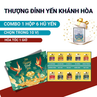 Thượng Đỉnh Yến sào Khánh Hòa hũ chưng sẵn Lamie Nest hộp quà têt 6 hũ được chọn vị