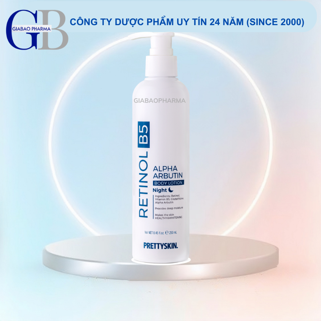 Dưỡng thể ban đêm retinol Prettyskin hỗ trợ làm sáng da (Chai/ 250ml)