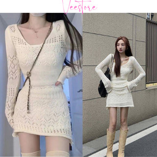 Đầm ôm trắng trang nhã váy trắng lệch vai cho cô nàng sành điệu style ulzzang VEESTORE