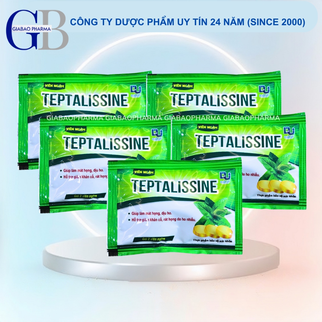 Combo 5 viên ngậm Teptalissine hỗ trợ giúp làm mát họng, dịu ho, hỗ trợ giảm khản cổ, rát họng