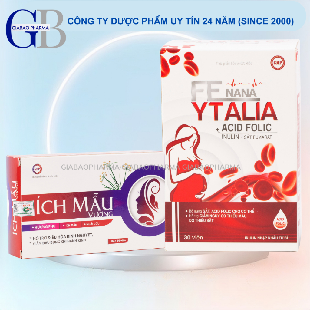 Combo hỗ trợ điều kinh Ích Mẫu Vương & Viên Sắt FE Nana liệu trình 15 ngày (H/30 v mỗi loại)