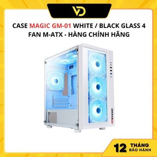 Case magic gm-01 white / black glass 4 fan m-atx - hàng chính hãng