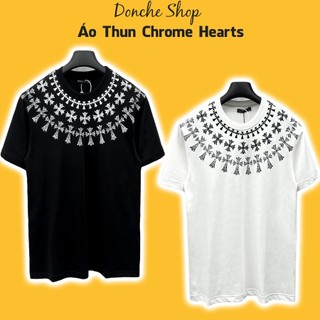 Áo Thun Chrome Hearts Hoạ Tiết In Mờ Quanh Cổ Siêu Đẹp - Áo Phông Nam Nữ CH Cotton Siêu Mát 90518
