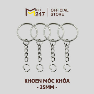 Set 10 khoen móc khóa đường kính 2.5cm, dây xích móc khóa, móc chìa khóa mạ bạc - mica 247
