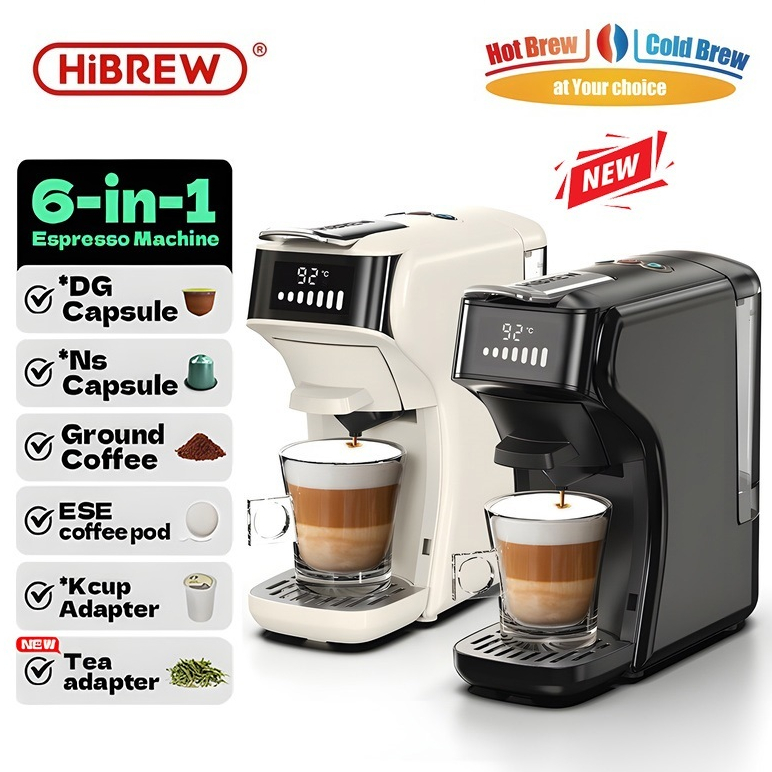 Máy Pha Cà Phê 6 Trong 1 HiBREW H1B Thương Hiệu Mỹ Pha Nóng -Lạnh - Công Suất 1450W (Áp suất 20 Bar)