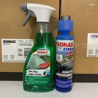 Combo nước rửa kính và nước lau sạch kính xe ô tô - sonax 317114 và 338241