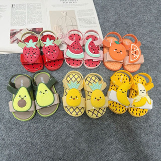 Giày Sandal Melissa xuất dư thơm mềm hoạ tiết hoa quả cho bé gái