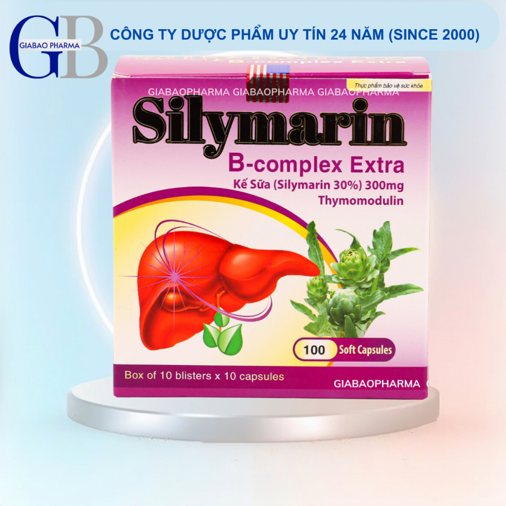 Viên uống SILYMARIN B-COMPLEX  tím  bảo vệ gan , hỗ trợ, giải độc gian, hạ men gan - Hộp 100 viên