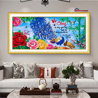 Tranh đính đá vợ chồng tự làm . kích thước: 1m08 x 53cm