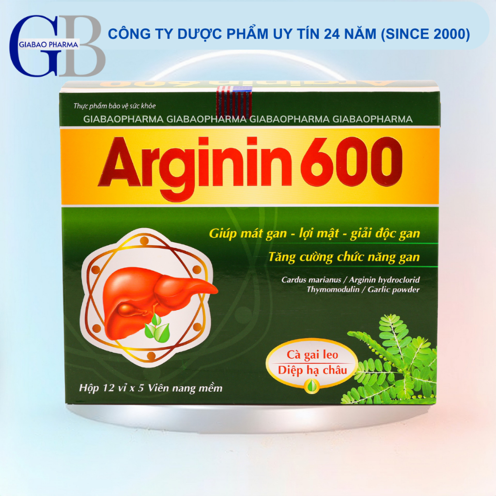 Arginin 600 mát gan, lợi mật, giải độc gan, tăng cường chức năng gan