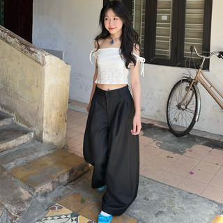 Lollie studio - quần vải ống rộng culottes chất liệu twitsy wide leg pants tkq49