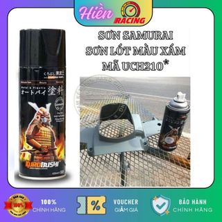 Sơn Xịt Samurai chuyên dùng cho xe máy sơn lót UCH210* màu xám chống cháy, chống rạn nứt, vòi xịt chống chảy