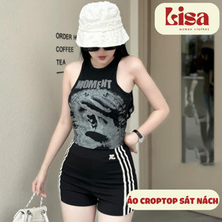 Áo croptop C020 ba lỗ nữ cổ cao cotton sát nách không tay kiểu ôm body tank top vải thun co giãn tốt