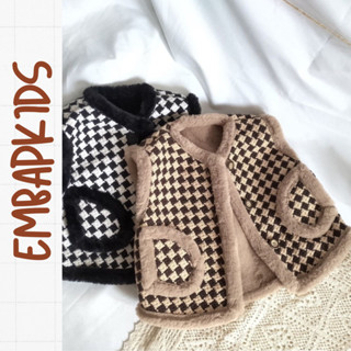 Áo khoác Gile dạ lót lông cừu cho bé gái, áo gile lông cho bé phong cách hàn quốc