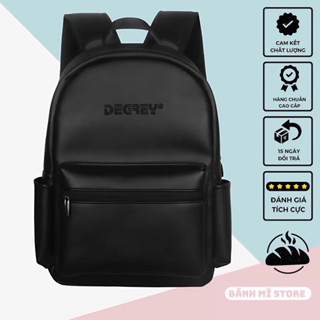 Balo DG LEATHER Basic Backpack Chất Da Simili Cao Cấp Chống Nước Bánh Mì Store - Cặp Da Đi Học Màu Đen Thời Trang