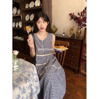 (HÀNG SẴN) Váy ba lỗ babydoll kẻ sọc đen dập viền xoè dài điệu đà trẻ trung Hàn Quốc hàng QC loại 1