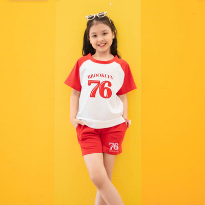 Bộ quần áo bé gái in số 76 - Set đồ bé gái cân nặng từ 15-40kg-  Loza Kids FB76