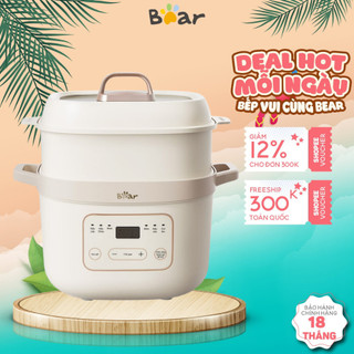 Nồi nấu cháo chậm bear cho bé mini 1.6l sb-nnc16, 270w, 6 chế độ ninh hầm kèm lồng hấp, bh 18 tháng