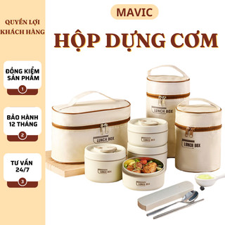 Ộp đựng cơm văn phòng giữ nhiệt chất liệu inox 304 giữ nhiệt tốt, tặng kèm túi đựng kèm bỗ đũa thìa inox-diandi