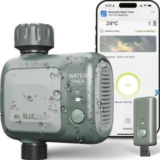 Bộ điều khiển hẹn giờ tưới thông minh Wifi/bluetooth HCT-622: cài đặt trên App, ngưng tưới khi mưa.