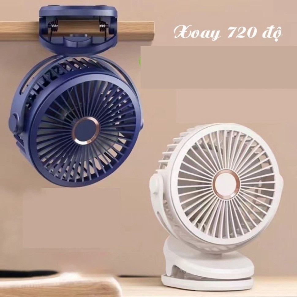 Quạt Mini Tích Điện Đế Kẹp Xoay 720 Độ Dùng 3-5 Tiếng Tùy Mức - Quạt Cầm Tay Mini  Quạt Mini Kẹp Bàn