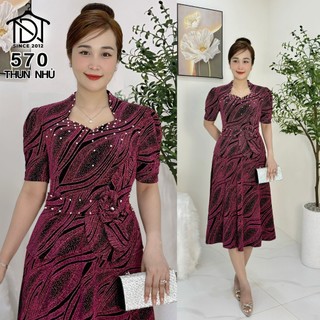 Đầm dạ hội trung niên chất liệu nhũ co giãn cực tốt cho mẹ dự tiệc sang trọng bigsize M570