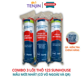 Combo 3 Lõi 123 SUNHOUSE Lọc Thô Chính Hãng Mẫu Mới Nhất Dành Cho Máy Lọc Nước RO Sử Dụng Cốc Lọc 10Inch