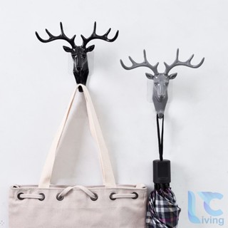  Móc Dán Tường Treo Đồ Đa Năng Hình Đầu Hươu Living C Treo Quần Áo Mũ Chìa Khóa Trang Trí Nhà Cửa 