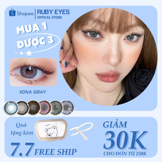 Kính áp tròng rubyeyes màu xám tây xanh dna gray, lens mắt silicone hydrogel màu xám tây bst bearlens