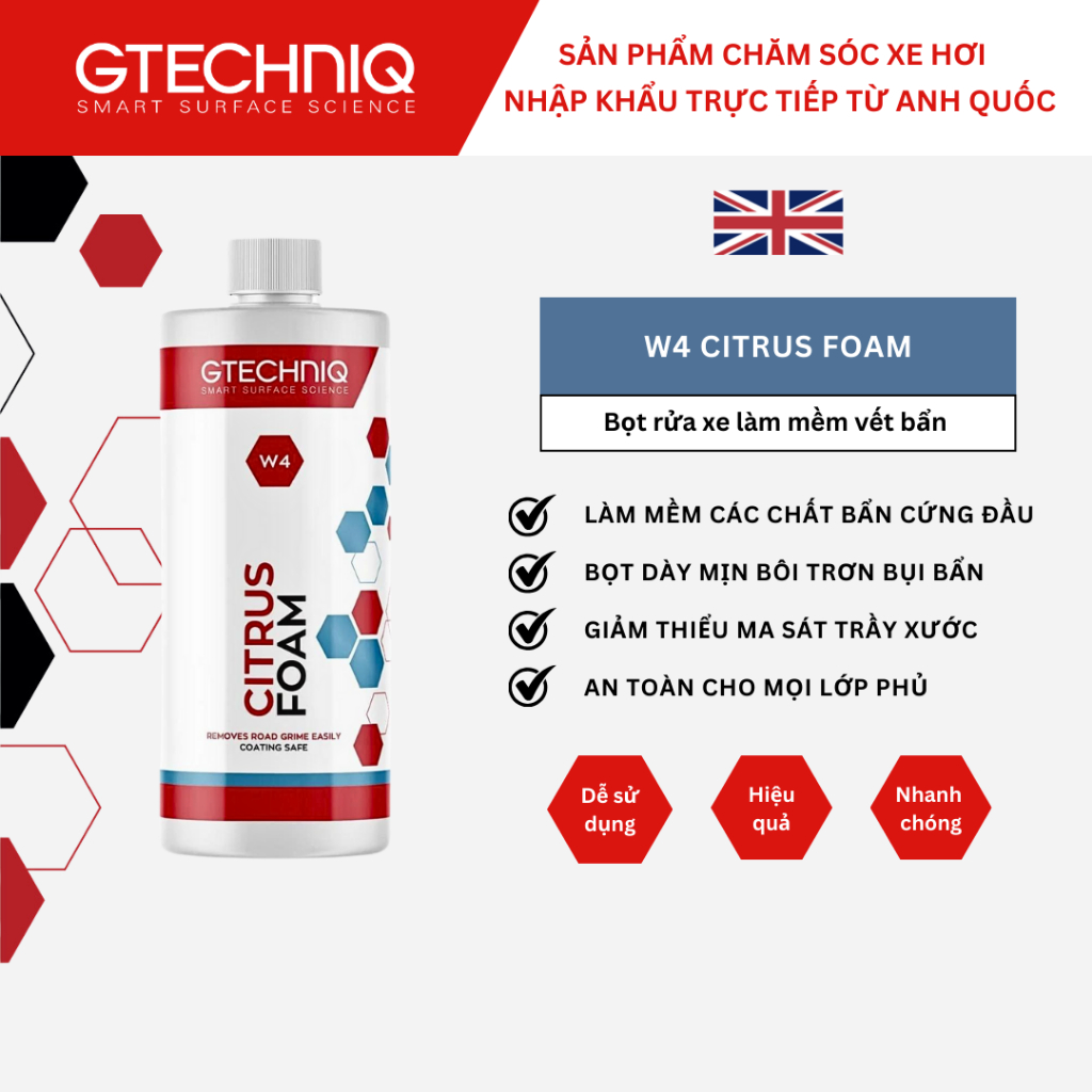 Bọt Rửa Xe Làm Mềm Vết Bẩn - Gtechniq W4 Citrus Foam 1l