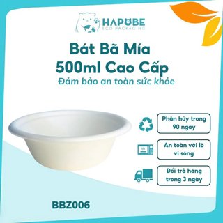 Combo 50 bát bã mía tô bã mía đựng đồ ăn tiện lợi 500ml BBZ006 Hapobe