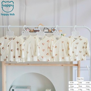  Combo 3 - 5 Áo sơ sinh dài tay thun lạnh mềm mịn họa tiết xinh xắn cho bé sơ sinh từ 3-9kg 