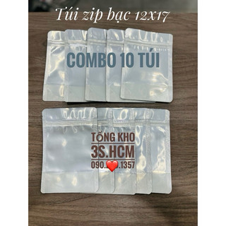Combo 10 túi zip bạc 12*17 đáy đứng