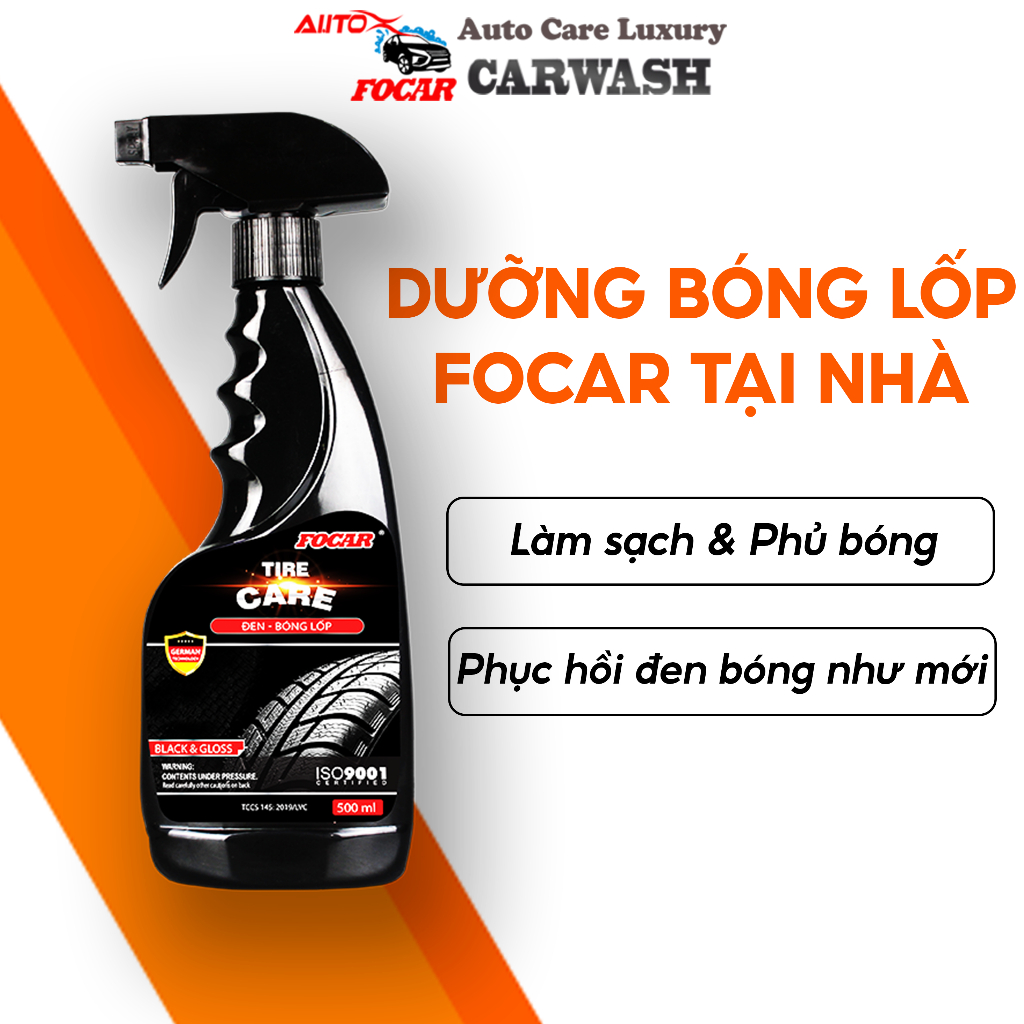 Xịt dưỡng đen bóng lốp FOCAR TIRE CARE chuyên dụng vệ sinh các vết bẩn trên bề mặt phủ đen bóng giúp lốp bóng như mới