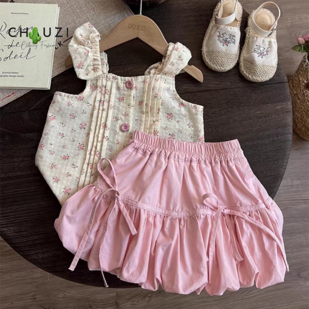 Chân váy ngắn bí cột nơ dễ thương, chân váy xẻ đùi style douyin