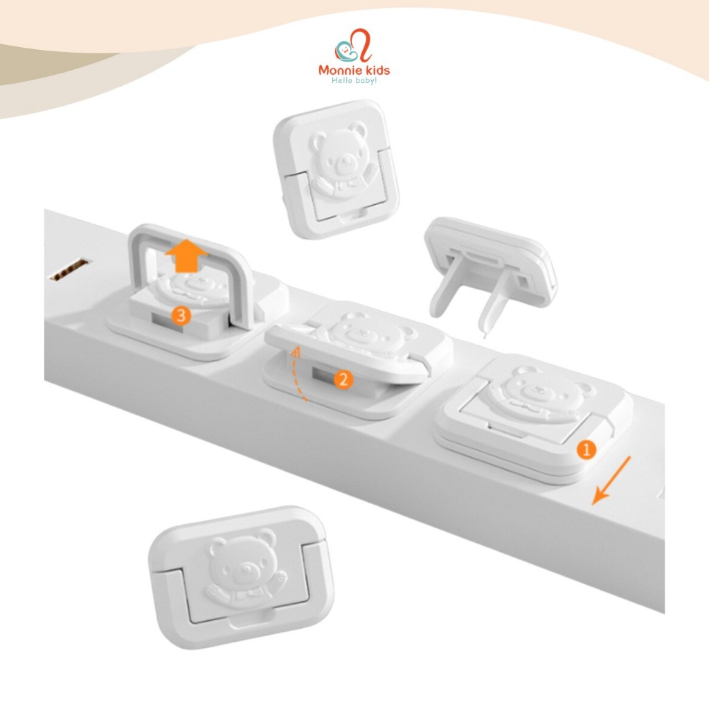 Nút bịt ổ điện 2 chấu chống giật, chống cháy bảo vệ cho bé an toàn - Monnie Kids