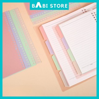 Set 4 tấm tab chia phân trang 4 màu pastel A5 B5 A4 20 26 30 lỗ bìa phân trang sổ còng nhiều màu BabiStore