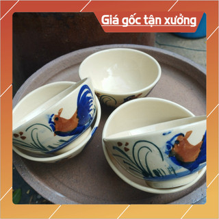 Chén cơm. chén con gà, chén con gà vẽ tay, chén cơm hoài niệm
