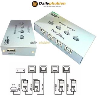 Thiết bị chia sẻ máy in tự động 4 máy tính dùng chung 1 máy in VEGGIEG