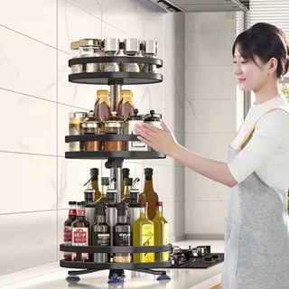 Kệ Gia Vị Xoay 360 Thông Minh Kệ Để Đồ Nhà Bếp Đựng Gia Vị Kệ Cài Dao Thớt Cắm Đũa Thìa Muỗng MKS004