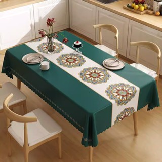 Khăn Trải Bàn Vải PVC Họa Tiết Hoa Tinh Tế/ Khăn Trải Bàn Chống Thấm Nước/ Khăn Trải Bàn Decor