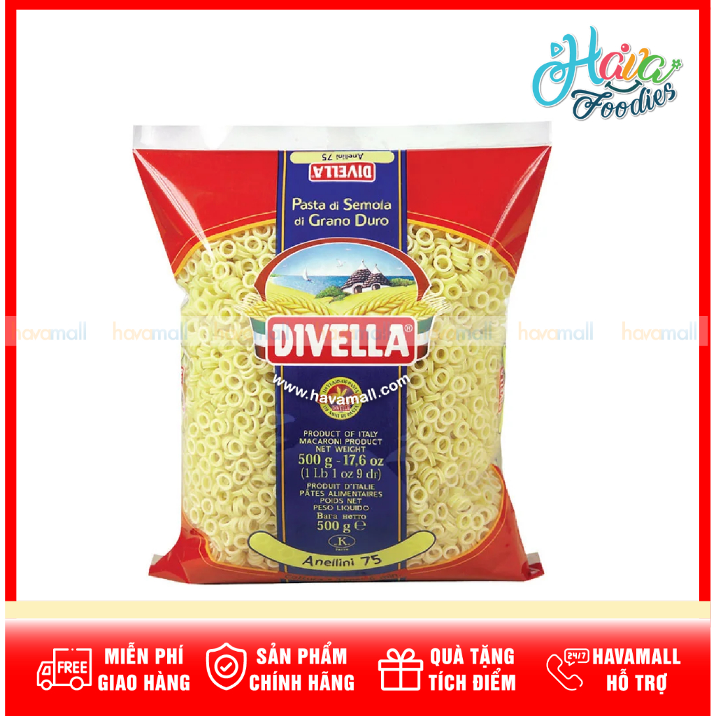 Nui Divella Hình Nhẫn Số 75 – Anellini Pasta