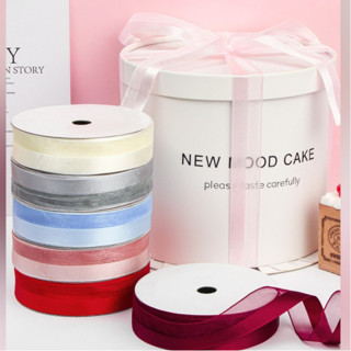 Cuộn ruy băng voan phối lưới bản 2.5cm dài 25m, ruy băng voan trang trí bánh sinh nhật, bó hoa, gói quà