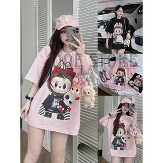 Áo thun unisex from rộng in hình Labubu siêu đáng iu