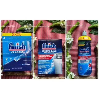 ComboViên rửa Finish Classic 90v/110v, muối Finish 1.2kg, bóng Finish 750ml, vệ sinh máy Finish 250ml (dùng cho máy)