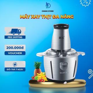 Máy Xay Thịt Đa Năng Cối INOX 304 2L Công Suất 250W, 4 Lưỡi Kép, Cối Xay Thực Phẩm Rau Củ Quả