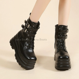 Giày Bốt Martin Đế Bánh Mì Phong Cách Y2k Gothic Chiến Binh Âu Mỹ - Boots cổ ngắn đế cao hàng Quảng Châu độc lạ